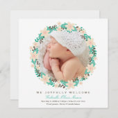 Couronne florale | Faire-part de naissance (Devant / Derrière)