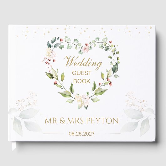 Couronne florale, feuillage vert Mariage Livre d'o (Recto)