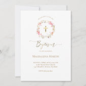 couronne florale | Invitation au baptême (Devant)