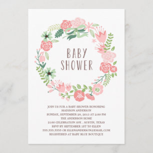 Couronne florale   Invitation Baby shower
