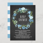 Couronne florale | Invitation Baby shower (Devant / Derrière)