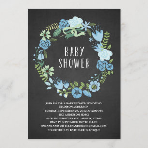Couronne florale   Invitation Baby shower