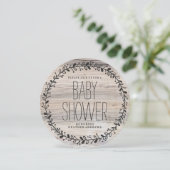 Couronne florale | INVITATION BABY SHOWER en bois (Debout devant)