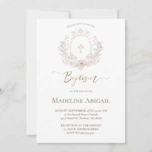 couronne florale Invitation de baptême