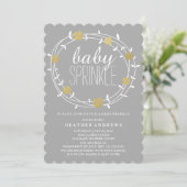 Couronne florale | Invitation Golden Baby Sprinkle (Debout devant)