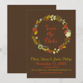 Couronne florale marron - Save the Date (Devant / Derrière)