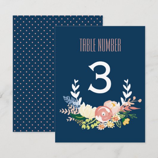 Couronne florale Monogram | Numéro de table (Devant / Derrière)