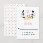 Couronne florale monogramme | Cartons réponse (Devant / Derrière)