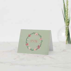 Couronne florale monogramme papeterie personnalisé