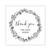 couronne florale noir script merci tampon caoutcho (Impression)