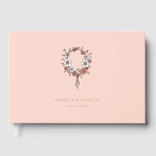 Couronne florale romantique pêche (Recto)