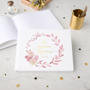 couronne florale rose Baptême