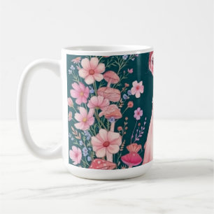 Couronne florale rose fantaisiste sur un mug sarce