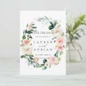 Couronne florale rose pour mariage Save the Date (Debout devant)