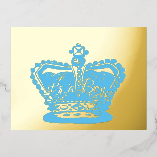 Couronne | Gold Crown c'est un garçon Faire-part d (Recto)