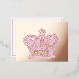 Couronne   Gold Crown c'est une fille Faire-part d