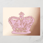 Couronne | Gold Crown c'est une fille Faire-part d (Recto)