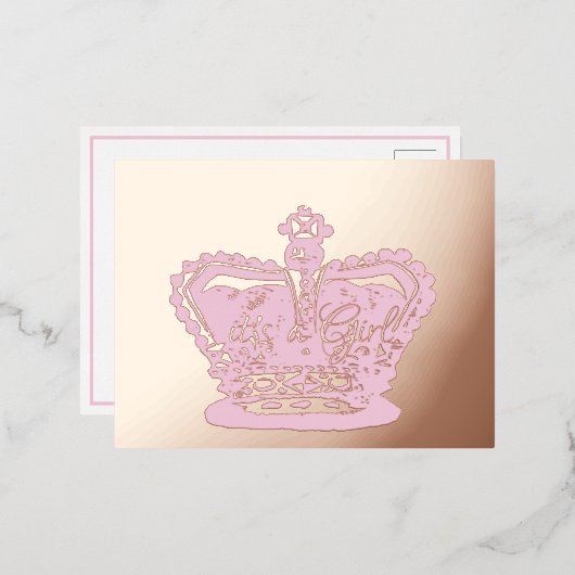 Couronne | Gold Crown c'est une fille Faire-part d (Recto/Verso)