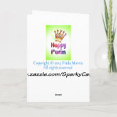 Couronne heureuse de carte d'amusement de Purim (Dos)