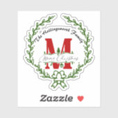 Couronne monogramme Joyeux Noël Autocollant vinyle (Feuille)