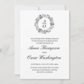 Couronne noire et blanche, carte faire-part de mar (Devant)