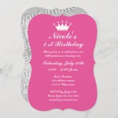 Couronne princesse rose 1er invitations à fêtes d' (Devant / Derrière)