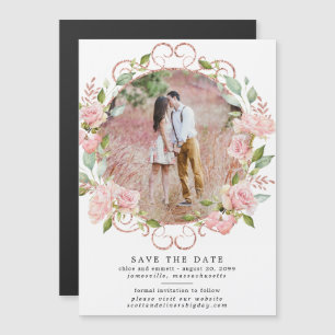 Couronne rose florale Enregistrer la date Carte ma