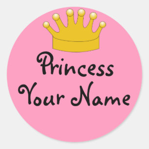 Couronne Rose Princesse Votre nom Stickers Personn