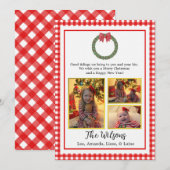 Couronne rouge avec carte de Noël photo Bow (Devant / Derrière)