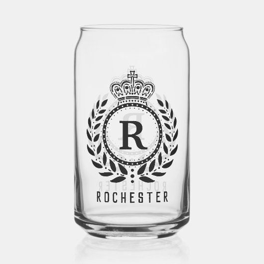 Couronne royale Laurel Wreath Black Nom monogramme (Verso)