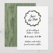 Couronne rustique de feuilles vertes pour carte d' (Devant / Derrière)