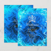 Couronne scintillante Dégradé Aqua Invitation (Devant / Derrière)