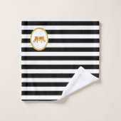 Couronne sur rayures noires et blanches (Gant de toilette)