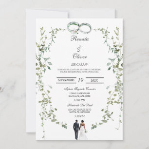 Couronne verte Faire-part de mariage espagnol