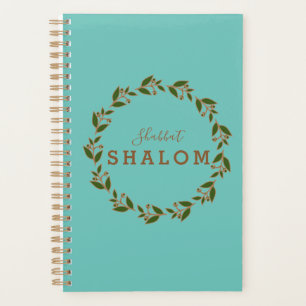 Couronne verte marron, Shabbat Shalom aquarelle