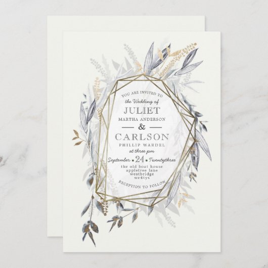 Couronne vintage avec invitation au feuillage rust (Devant / Derrière)