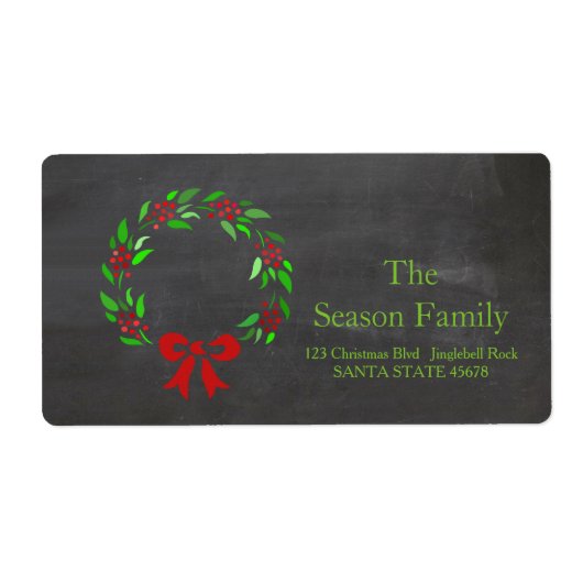 Couronnes de Noël Étiquette de adresse de vacances (Devant)