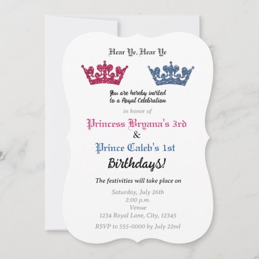 Couronnes de prince et princesse Invitation à la f (Devant)