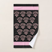 Couronnes florales noires roses (Serviette à main)