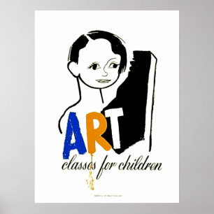 Cours d'art pour enfants - Poster WPA avec enfant