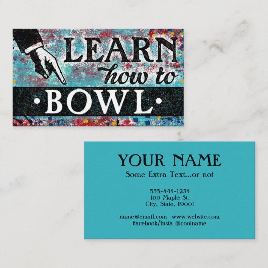 Cours de bowling Carte de visite - Rouge bleu (Devant / Derrière)