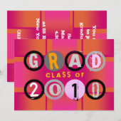 Cours De Diplôme De 2010 Invitation Cercle Orange (Devant / Derrière)