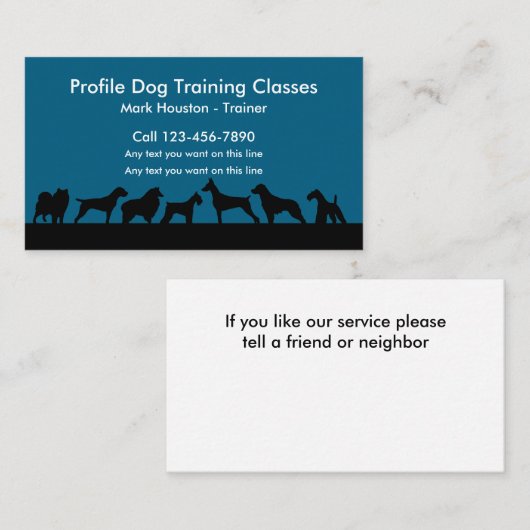Cours de formation de chien Cartes de visite Cool (Devant / Derrière)