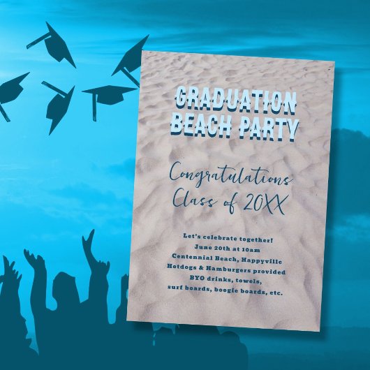 Cours de graduation Invitation Plage Thème de fête