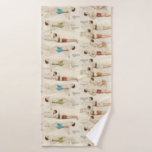 Cours de natation vintage Français (Serviette de bain)