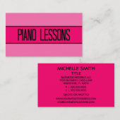 Cours de piano bébé et Carte de visite rose chaud (Devant / Derrière)