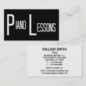 Cours de piano Carte de visite de mot (Devant / Derrière)