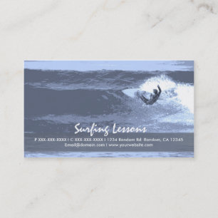 Cours de surf bleu cartes de visite personnalisabl