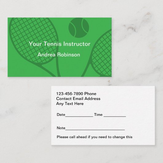 Cours de tennis Rendez-vous de classe Rappel (Devant / Derrière)