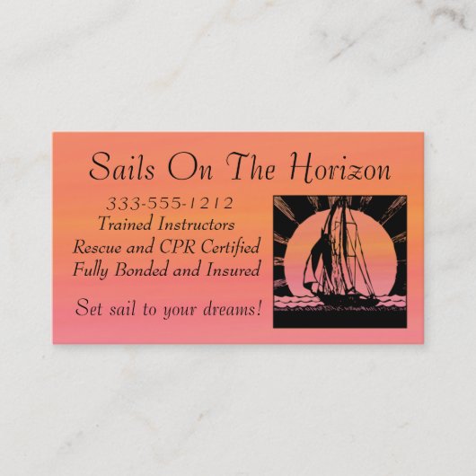 Cours de vente de voiliers Carte de visite personn (Devant)